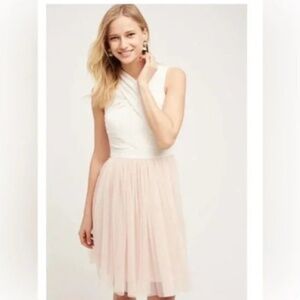 NWT HD in Paris White and Pink Dress with Tulle Skirt